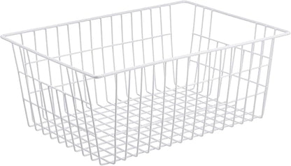 iPEGTOP Wire Freezer Stroage Baskets, 13.4 inch Set of 3 Farmhouse Storage Bins Basket Freezer Storage Organizer Bins with Handles for Kitchen Cabinets, Pantry, Closets, Bedrooms, Bathrooms- White