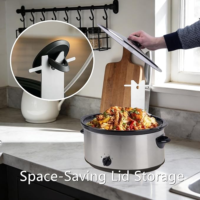 1 Pack Pot Lid Holder Sturdy Stainless Steel Slow Cooker Pot Lid Holder for Home Restaurant Kitchen Accessory, Space-Saving Storage(Silver)