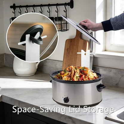 1 Pack Pot Lid Holder Sturdy Stainless Steel Slow Cooker Pot Lid Holder for Home Restaurant Kitchen Accessory, Space-Saving Storage(Silver)