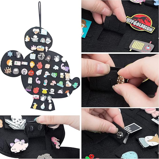 Hanging Brooch Pin Organizer Enamel Pin Display Cute Cartoon Shape Brooch Pin Display Storage Holder for Brooch Pin(Without Accessories ) (black-mouse)