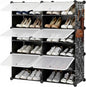 Simple Deluxe 6-Tier Shoe Rack Organizer with Doors, Stackable Shoe Storage Cabinet for Entryway Closet, Plastic Shoe Shelf with Metal Frame, Holds up to 24 Pairs for Bedroom Hallway, Black