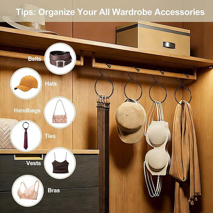5 Pcs Belt Hanger Hat Organizer - Black Metal Belt Scarf Hat Tie Purse Storage Hangers Organizers Waterproof Non-Slip Easy Access Open Hook Space Saving Multi-Functional Hooks