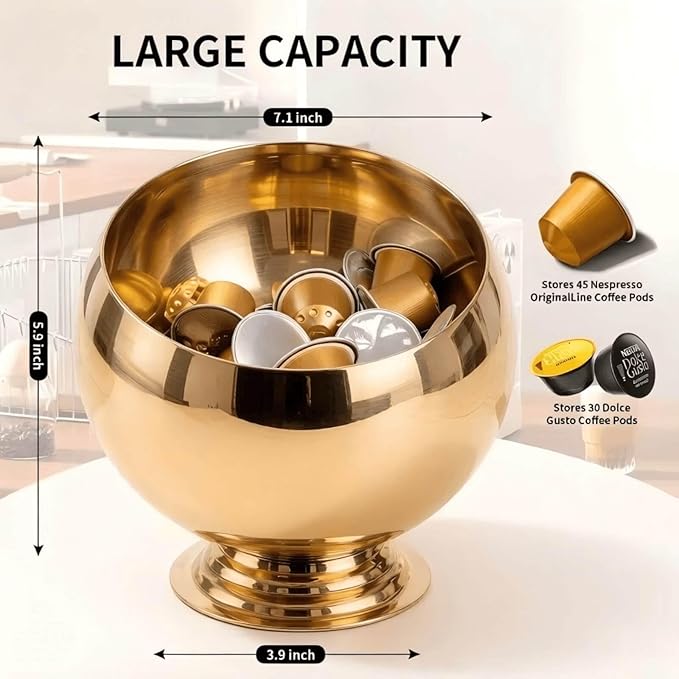 Coffee Pod Holder-Coffee Pod Storage-K Cup Holder-Espresso Pod Holder-Coffee Pod Organizer（GOLD
