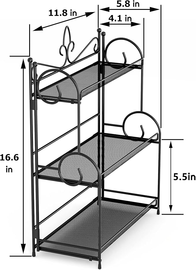 YIUKEA Bathroom Organizer Countertop - 3 Tier Spice Rack Organizer, Counter Organization and Storage for Bathroom, Kitchen, Bedroom, Offices, Foldable