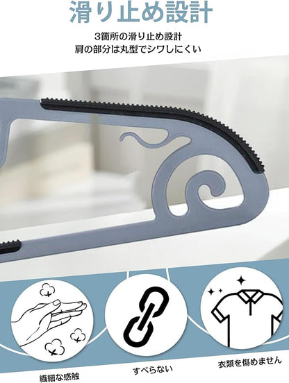 AYO Hangers, Non-Slip, Clothes Hangers, 20 Pieces, Ultra Thin, Multi-Functional Storage, No Stretch Collar, Space Saving, 360 Degree Swivel Hook, Bendable, Load Capacity, Wet and Dry Use, Navy