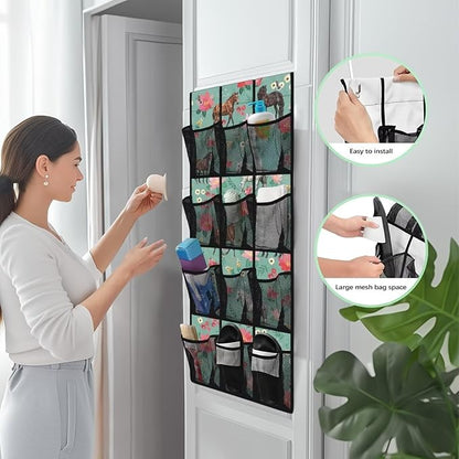Cute Horse Over The Door Organizer 12 Pockets Door Hanging Shoe Organizer for Office Easy to Install Wall Hanging Storage for Closet Space Saving Shoe Holder Hanger