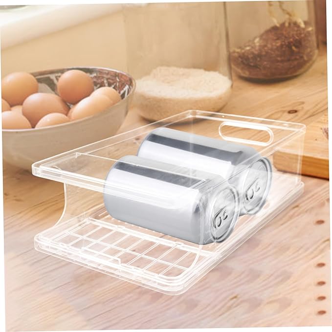 PRETYZOOM Stackable Soda Can Organizer Automatic Rolling Function Refrigerator Beverage Holder for Beer and Soda Cans Easy Access Drink Storage Bin