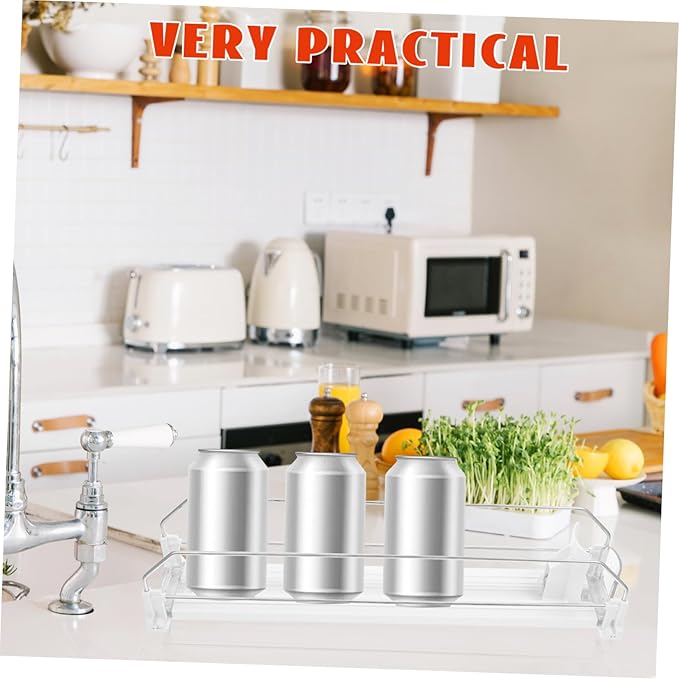 SHOWERORO Push Drink Dispenser Organizer Sliding Beverage Storage for Fridge Holds Cans and Bottles and Materials for Supermarkets and Home Use