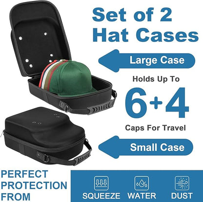 Epesoware 2 PCS Hard Hat Travel Cases for Baseball Caps - Crush Proof Cap Carrier for 10 Hats, Hat Storage Organizer with Adjustable Shoulder Strap, Trolley Sleeve and Handle, for Travel & Home Use