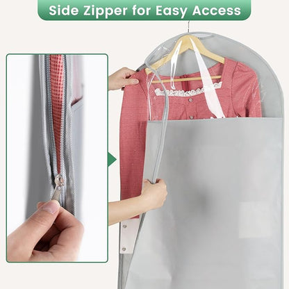 Carbrea 66 Inch Garment Bags for Hanging Clothes - Long Dress Bags for Gowms Closet Wardrobe Storage Travel - 4 Pack
