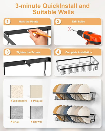 Hat Rack for Wall, 2 Pack Large Hat Organizer with More Hooks, Holds 56 Caps, Metal Wall Mounted Hat Holder for Baseball Caps, Closet Bedroom Kitchen Bathroom, Black
