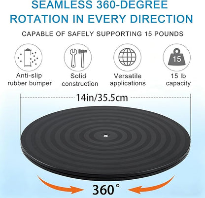 HSTECH 14 Inch Heavy Duty Rotating Swivel Stand - Lazy Susan with Steel Ball Bearings for Model Base/Rotating Plants/Crafts Stand Monitor/TV/Monitors/Potted Plants (360˚ Rotation)