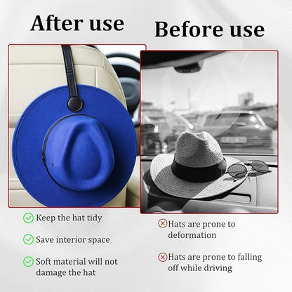 4Pcs Cowboy Hat Holder for Truck Set, Leather Magnetic Cap Clip, Cowboy Hat Holder, Adjustable Hat Organizer Suitable for Most Vehicle Storage(Black)