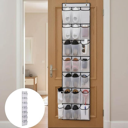Over the Door Shoe Organizer for Bedroom Door with Multiple Pockets - Hanging Shoe Storage Bag Caddy