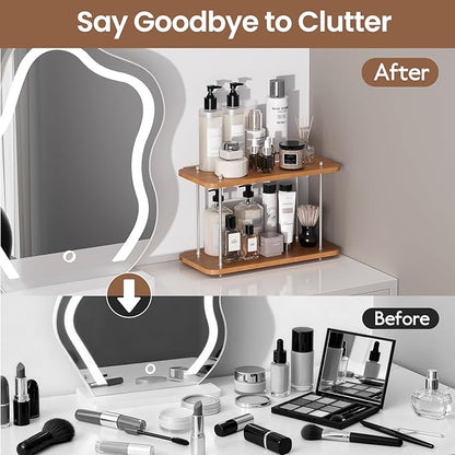 Bathroom Counter Organizer,Bathroom Shelf Organizers & Sink Organizer,Vanity Organizers,Storage Skincare,Makeup,Perfume,Spices,Coffee Station,for Corner,Dresser,Kitchen,Adjustable Height(2Tier)