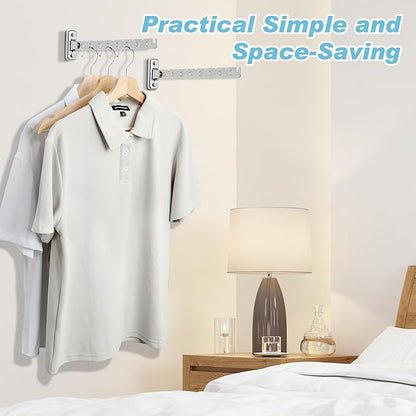 Alise Clothes Drying Rack Wall Mounted Coat Hanger,Folding Hanger Rack Clothes Hook Closet Storage Organizer,Swivel Space Saving Clothes Hanger Rack for Bedroom Bathroom Laundry,Polished Chrome