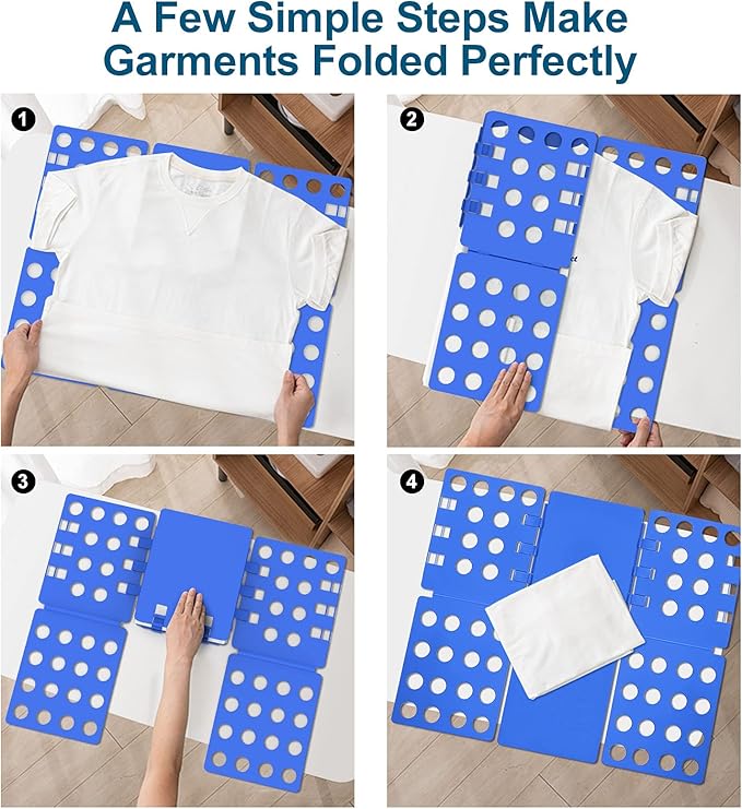 Sealegend V1 Shirt Folding Board t Shirts Clothes Folder for Adults Durable PP Plastic Easy and Fun Laundry folders Effortless Folding Helper for Space-Saving Storage, Blue