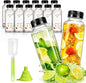 12pcs 12oz Plastic Juice Bottles, Reusable Juice Containers with Black Tamper Proof Lids, Brush, Funnel and Labels, Clear Juice Containers for Juicing, Smoothie and Homemade Beverages