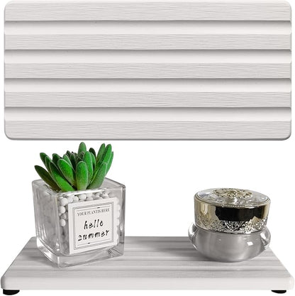 Diatomite Soap Dish, Water Absorbing Stone Tray, Kitchen Sink Organizer, Fast Drying Counter Holder (White, 9.5" x 4.7"/24 x 12cm)
