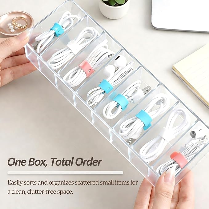 Clear Acrylic Makeup Compact Organizer with 8 Slots, Vanity Storage Holder for Eyeshadow, Powder, and Cables