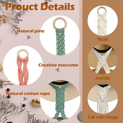 Besoamo Macrame Hat Hanger for Wall, Boho Hat Rack for Wall Hanging Hat Display, Hand-woven Hat Organizer for Wide-Brim Hat, Decorative Bohemian Hat Storage Cowboy Hat Holder(3 Styles and 3 Colors)