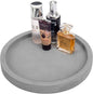 MyGift 11-inch Modern Gray Concrete Round Bathroom Vanity Tray, Cologne and Perfume Tray for Dresser Top