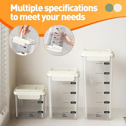 3-Piece Airtight Storage Set - 1200ml+2000ml+2800ml with Handheld Design, BPA-Free Food-Grade, Stackable Organizers for Flour, Grains, Oats, Pasta, Pet Food (Cream Yellow)