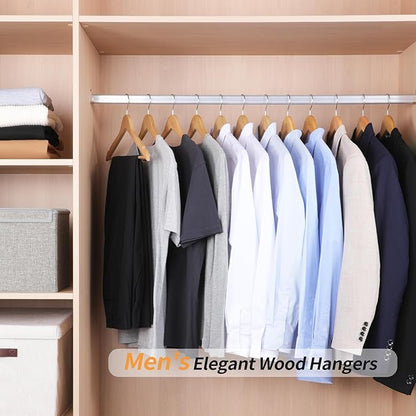 Amazon Basics Wood Suit Clothes Hangers for Closet Organizer, Natural, 20-Pack