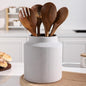 Farmhouse Ceramic Farmhouse Kitchen Utensil Holder for Countertop, Rustic Cooking Utensil Holder Crock Fit for Kitchen Counter.Grey 6.1 x 6.1 x 7 IN