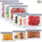 10 Pack Dishwasher Safe Reusable Bags, Silicone, Leakproof, BPA Free, Reusable Food Storage Bags for Lunch, Marinate, Freeze, Travel (Grey) - 3 Gallon, 3 Snack, 4 Sandwich