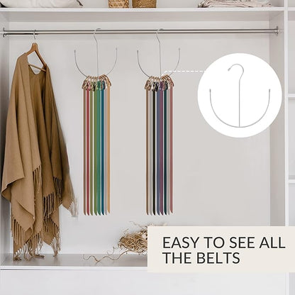 ZEDODIER Belt Hangers, Belt Rack 2 Pack Sliver Closet Accessories Organizers, Closet Organizer Hook Rack for Belt, Ties, Scarves, Camisoles, Hats, Bras, Shoes