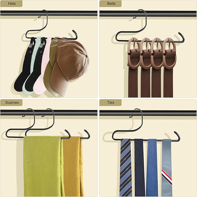 Hat Organizer for Baseball Caps, 2 Pack Metal Hat Hangers for Closet, Hat Rack Hat Holder Baseball Cap Storage Organizer Holds 20 Caps-Black
