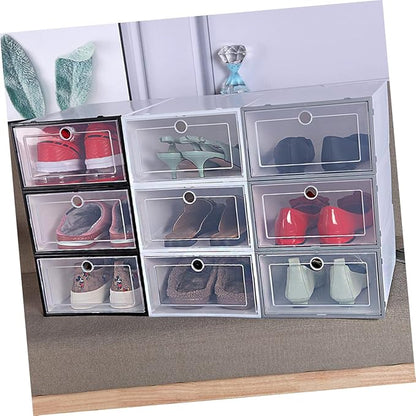 Alipis 6pcs Transparent Stackable Shoes Organizer Space-saving Breathable Design Material for Closet Home Storage