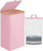 iEGrow Laundry Hamper with Lid, 110L Large Laundry Basket with Handle and Lid, Collapsible Clothes Basket Organizer with Removable Inner Bag for Clothes Towels,Pink