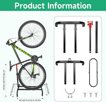 Vertical Bike Stand,Freestanding Space-Saving Bike Rack with Adjustable Height,The Original Vertical Bicycle Floor Stand for Garage Storage, Indoor and Outdoor-Safe & Secure Bike Storage Rack