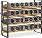 EsLuker.ly Spice Seasoning Rack Organizer Kitchen Countertop, 4 Tier Bamboo Spice Shelf Holder Storage with 4 Hooks, Wall Mounted Freestanding Stand for Pantry, Quick Spice Access(Jars Not Included)