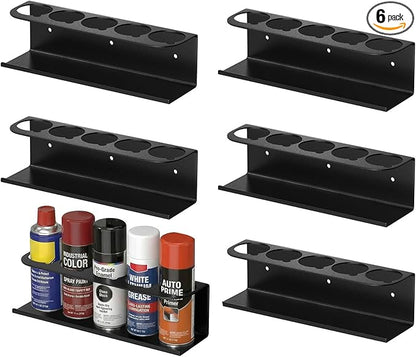 Touri 6 Pack Spray Can Holder for Garage and Workspace, Wall-Mounted Steel Aerosol Can Holder (30 Cans)