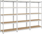 Topeakmart 3PCS 5-Tier Utility Shelves, Metal Storage Shelves Garage Shelving Unit Adjustable Garage Storage Shelves Storage Racks Heavy Duty Shed Shelving- Silver, 35.5 x 17.5 x 72 Inch