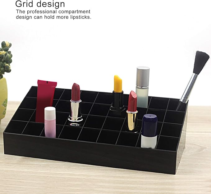 Lipstick Holder Organizer, 36 Grids Lipstick Makeup Organizer Lipstick Case Display Stand Makeup Organizer Storage Box(Black)