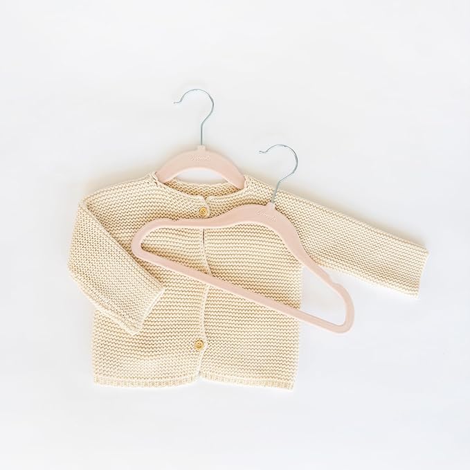 3 Sprouts Velvet Baby Hangers - Non-Slip Hangers for Infant and Toddler Clothes - Slim Space-Saving Design with Nordic Colors for Nursery - 30 Pack - Hazelnut