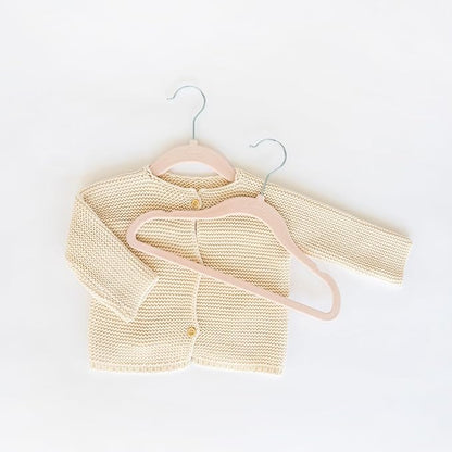 3 Sprouts Velvet Baby Hangers - Non-Slip Hangers for Infant and Toddler Clothes - Slim Space-Saving Design with Nordic Colors for Nursery - 30 Pack - Hazelnut