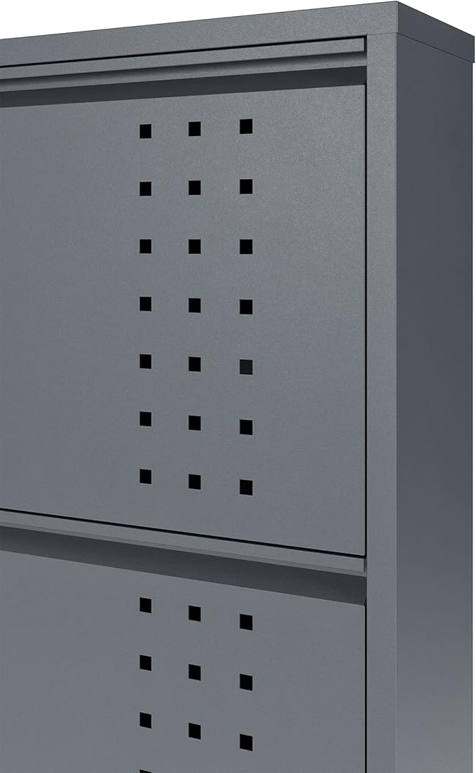 4 Tier Metal Shoe Cabinet with Cover, Durable Shoe Storage Organizer for Entryway, Space Saving Shoe Shelf Closet with Front Ventilation Holes, 5.91" x 53.5" x 19.68", Anthracite