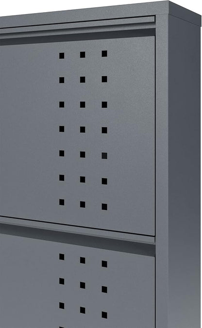 4 Tier Metal Shoe Cabinet with Cover, Durable Shoe Storage Organizer for Entryway, Space Saving Shoe Shelf Closet with Front Ventilation Holes, 5.91" x 53.5" x 19.68", Anthracite