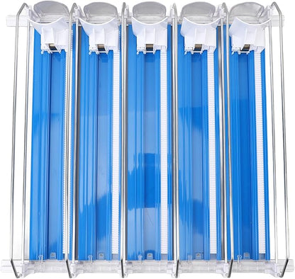 Pilipane 5pcs Self Pushing Soda Can Dispenser Drink Organizer for Fridge Automatic Beverage Pusher Glide System Adjustable Dividers for Beer Pop Cans Water Bottles Pantry Garage Coolers (Blue)