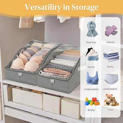 2 PCS Stackable Hat Organizer for Baseball Caps, Hat Storage Holder Holds up to 24 Caps for Closet/Shelf, Hat Box Holder with Clear Window Lid And Sturdy Cardboard, for Closet Bedroom Shelf (Grey)