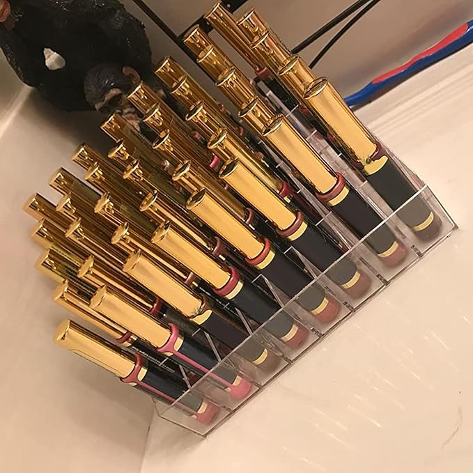 Hedume 2 Pack Lipstick & Makeup Organizer, 40 Slot Acrylic Cosmetic Display Case for Lipstick, Brushes, Bottles