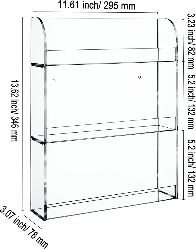 AMT Acrylic Nail Polish Racks for the Wall. CLEAR Nail Polish Display. Essential Oils Organizer. Holds up to 48 Bottles. Plus a Microfiber Cloth for Cleaning Purposes (3 Tier- 48)