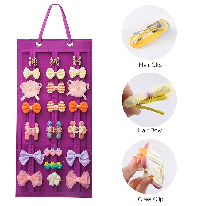 SMUK Hanging Hair Claw Clip Organizer - Large & Small Claw Clip Storage Display for Thick Hair, On Wall, Door, Wardrobe