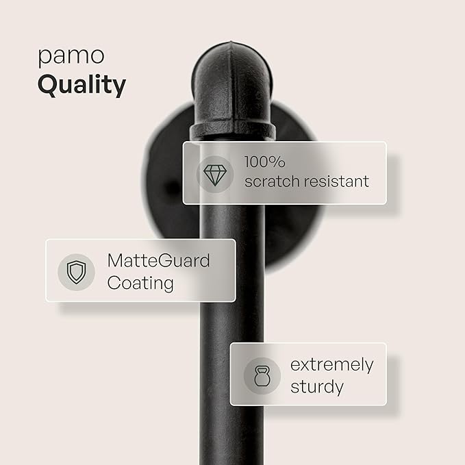 pamo Industrial Pipe Clothing Rack – Wall Mounted Black Closet System in Powder-Coated Steel – 154.33" W × 87.4" H – Easy Setup – Ideal for Walk-In Closets & Retail Use