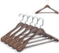 Luxury Wide Shoulder Wooden Coat Hangers with Anti Slip Pants Bar, Solid Wood Thick Jacket Hangers Smooth Finish for Sweater Dress Pants Sport Coats (Dark Brown, 6 Pack)